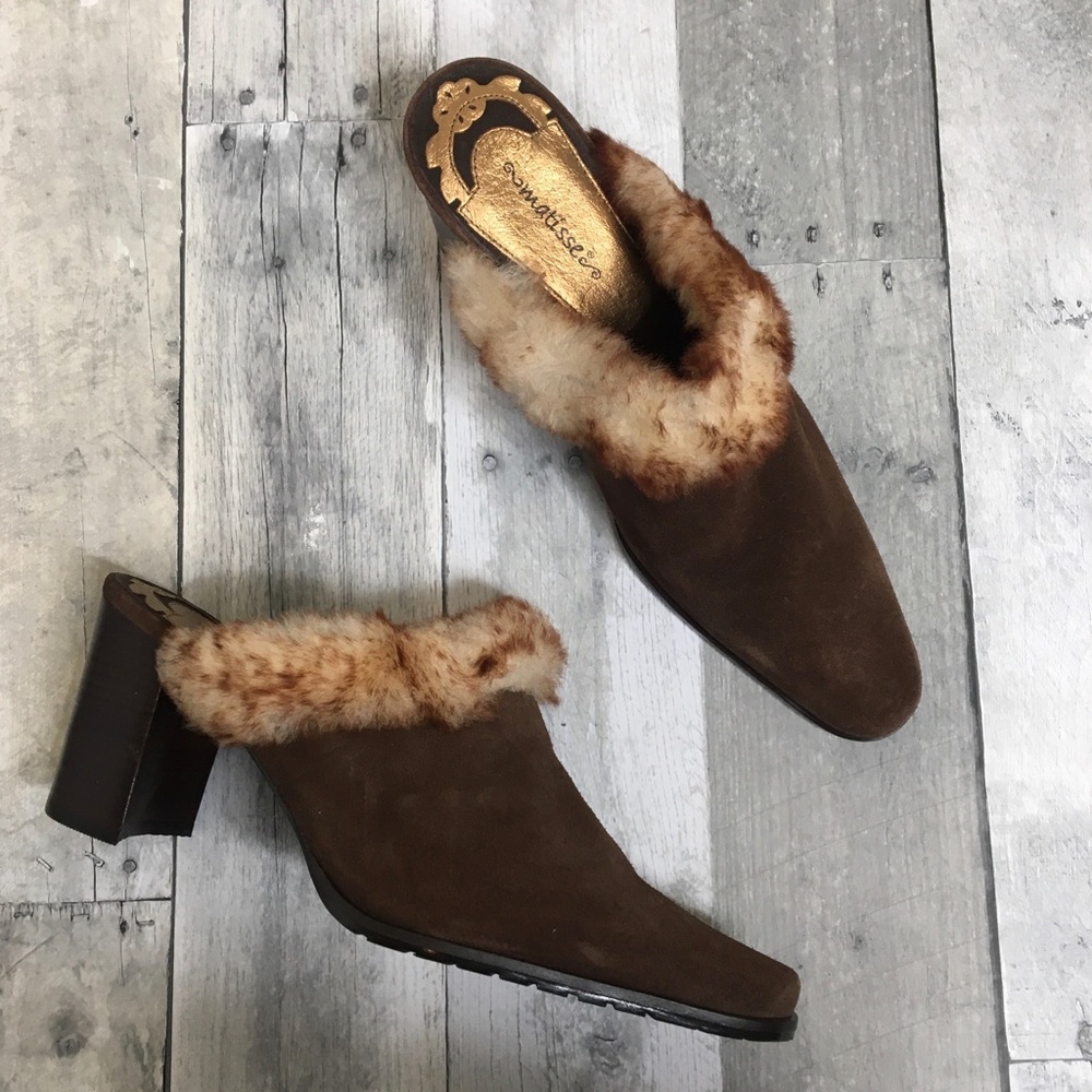 Matisse Suede Fur Lined Chunky Block Heel Mules